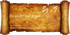 Szalóky Irma névjegykártya